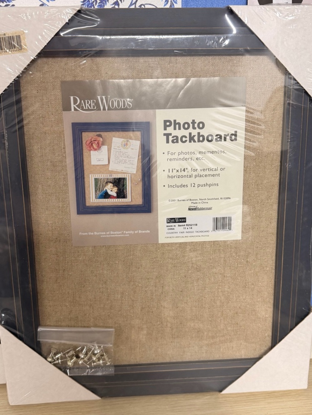 Burnes of Boston Photo Tackboard in Beige with Blue Frame